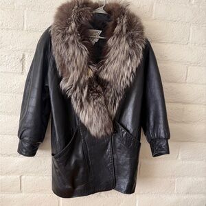 Vintage Marvin Richards Black Leather Jacket with Fur